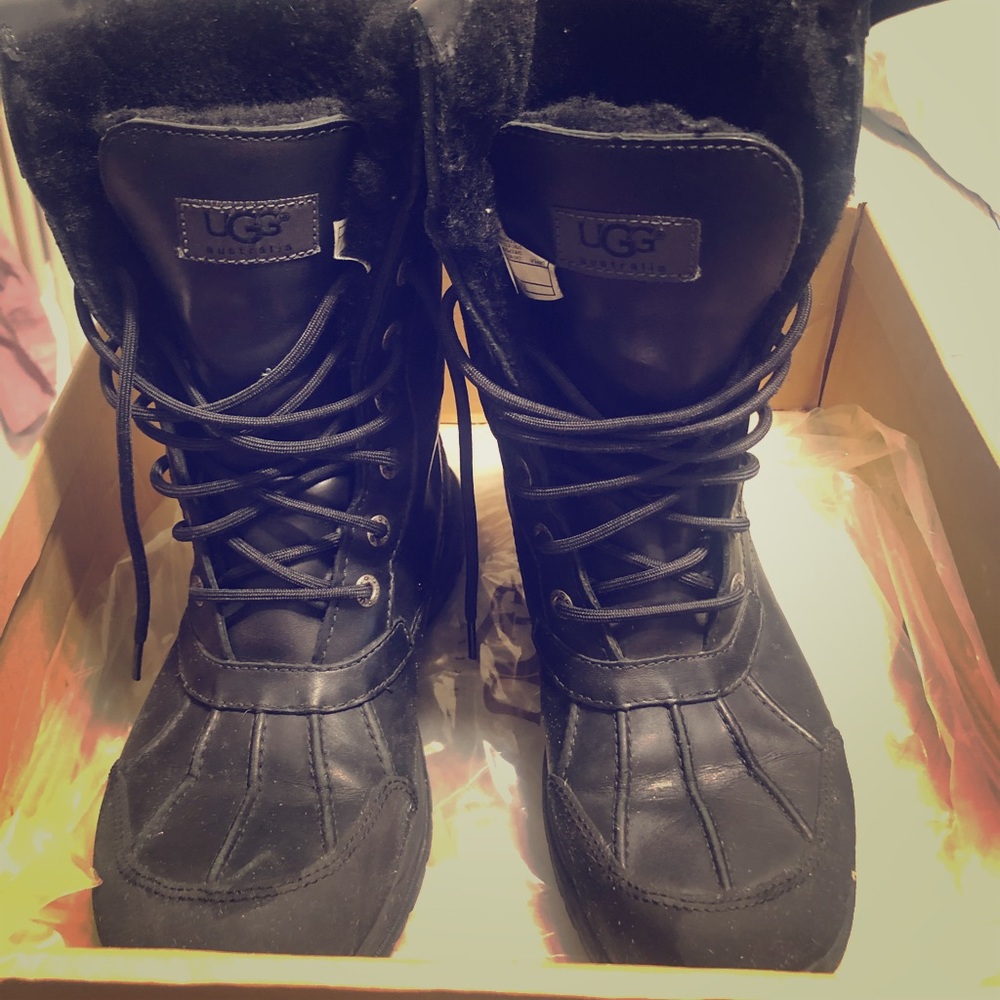 Men's Black UGG Fur boots size 10